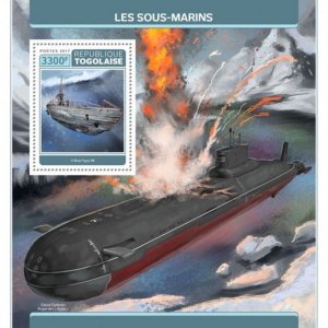 Togo - 2017 Submarines on Stamps - Stamp Souvenir Sheet - TG17316b