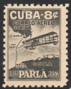 1952 Cuba Stamps Sc C61 Plane and Map Key West Mariel Flight  Parla MNH