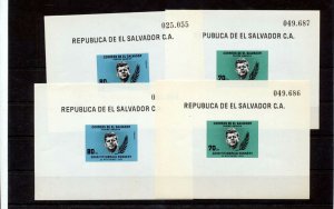 EL SALVADOR 1964 Kennedy Imperf Sheets MNH x 4 (FY 991s