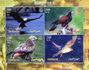 Somalia 2004 Raptors Sheetlet (4) Perforated MNH