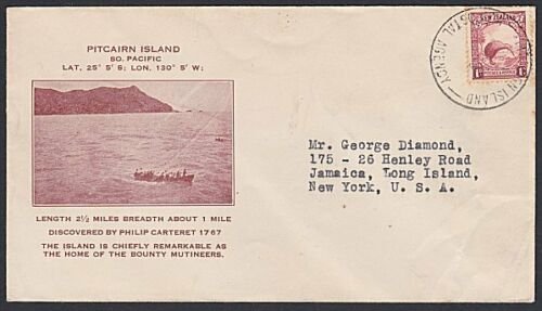 PITCAIRN 1936 NZ POSTAL AGENCY cds on NZ 1d Kiwi on cover..................87633 