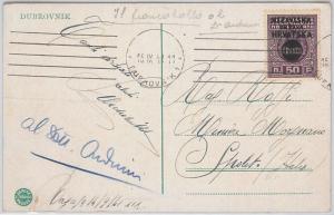 Hrvatska CROATIA -  POSTAL HISTORY: Dubrovnik POSTCARD to ITALY  1941