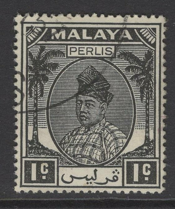 MALAYA PERLIS SG7 1951 1c BLACK FINE USED