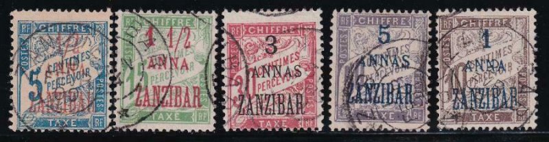 French Offices Zanzibar 1897 SC J1-J5 Used Set