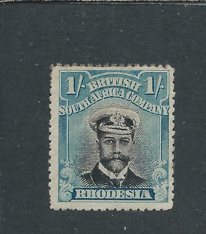 RHODESIA 1913-19 1s BLACK & GREENISH BLUE DIE 2 PERF 15 MM SG 248 CAT £75