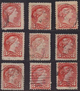 Canada - 1888 - Scott #41 - 9x used - Queen Victoria