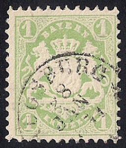 Bavaria #33 1kr Coat of Arms Stamp used F-VF