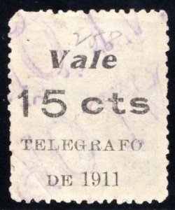 RH152, H152, Nicaragua Telegraph, 15c on 5c (in dark red) on '2' dark blue