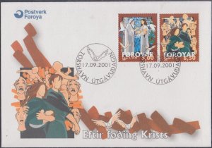 FAROE ISLANDS Sc # 407-8 FDC PAR of STAMPS with QUOTES from the BIBLE