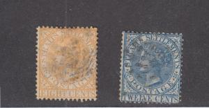 STRAITS SETTLEMENTS # 10-14 LIGHT USED QUEEN VICTORIAN ISSUES CAT VALUE $52.50