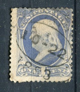 USA; 1870s early classic Franklin issue used shade of 1c. + Postmark