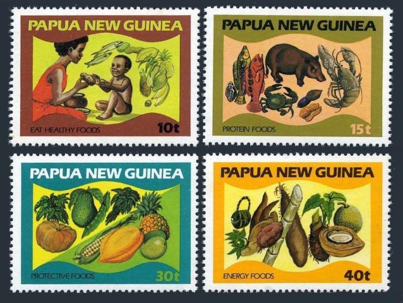 Papua New Guinea 562-565,MNH.Michel 435-438. Nutrition 1982.Mother-child.Food.