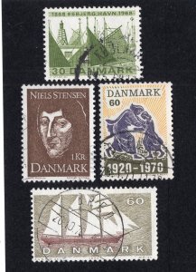 Denmark 1968-70 Group of 4 Commemoratives, Scott 47, 462, 470, 474 used