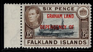 FALKLAND ISLANDS - Graham Land GVI SGA6a, 6d blue-black & brown NH MINT Cat £18.