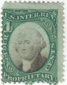 Scott # RB4b - Proprietary Revenue stamp -  4c Green & Black - Used