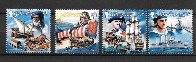 GIBRALTAR MNH SET SC#798-801 MARITIME HERITAGE SCV$8.15