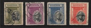 ZANZIBAR 1936 SULTAN SILVER JUBILEE SET SG 323/326 FINE USED Cat £11