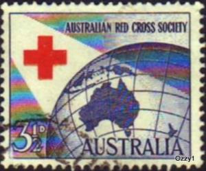 Australia 1954 Sc#271, SG#276 3-1/2d Red Cross USED..