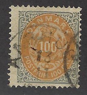 Denmark SC#34 Used F-VF SCV$60.00...Worth a Close Look!