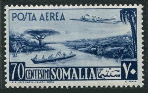 Somalia C20,lightly hinged.Michel 258. Air Post 1950. River, Vessels, Airplane.