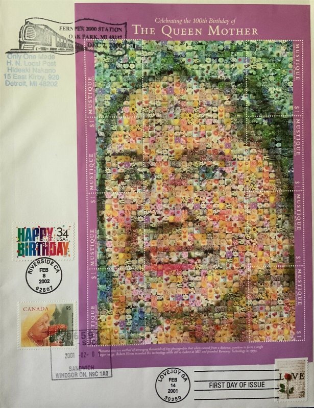 HNLP Hideaki Nakano 3558 Happy Birthday Mustique Queen Mother Canada Photomosaic