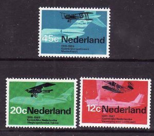 Netherlands-Sc#455-7- id8-unused hinged set-KLM-Planes-1968-