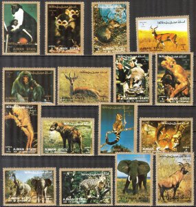 Ajman UAE 1973 Fauna Animals Set of 16 MNH