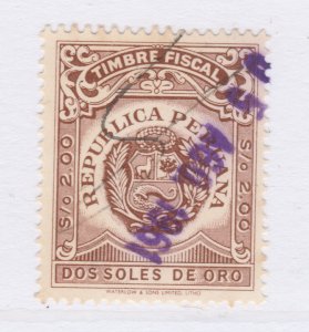 PERU Revenue Stamp Used Steuermarke Fiskal PEROU Timbre Fiscal A27P48F25297