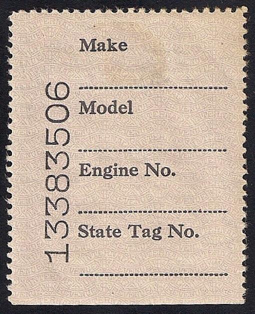 RV30 5 Dollars Motor Vechicle Revenue (1944-45) Stamp Mint OG LH VF