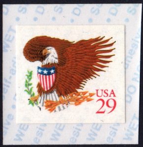 SC#2597 29¢ Eagle & Shield Affixing Machine Single (1992) SA