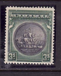 Bahamas-Sc#91-unused hinged 3sh deep green & blk Bahamas Seal-Ships-id2-1931-46-