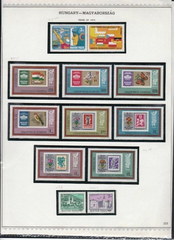 hungary issues of 1973 olympics, birds etc stamps page ref 18300