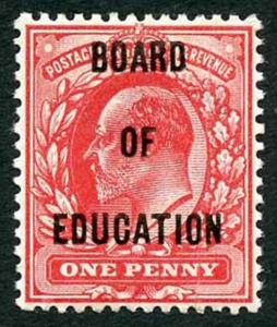 SGO84 KEVII 1d Opt BOARD OF EDUCATION Cat £180 M/Mint (Gum crease)