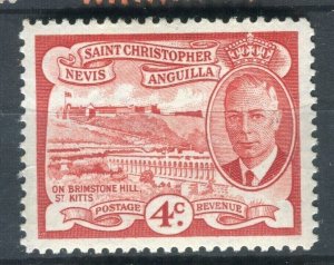 ST.KITTS; & NEVIS 1952 early GVI issue fine Mint very lightly hinged 4c.