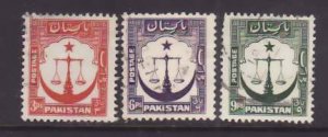 Pakistan-Sc #24a,25,26a-three used Scales-1954-