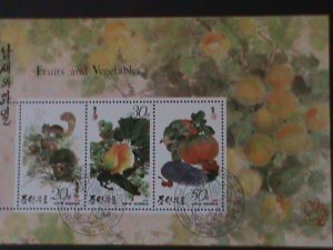 ​KOREA-1993-SC#3232b- FRUITS & VEGETABLES PAINTINGS-CTO SHEET VF-FANCY CANCEL