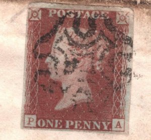 GB IRELAND SG.7 Cover 1d Plate 11 (PA) 1841 ARMAGH MX Moneymore Cat £350 KA34