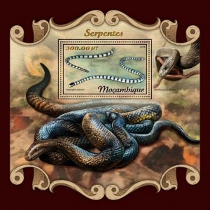 Mozambique - 2018 Snakes on Stamps - Stamp Souvenir Sheet - MOZ18123b
