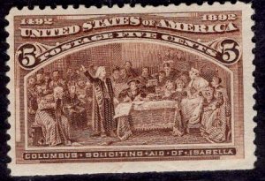 US Stamp #233 4c Columbian MINT Hinged SCV $50