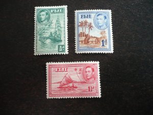 Stamps - Fiji - Scott# 117, 118, 132 - Mint Hinged Partial Set of 3 Stamps