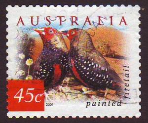 Australia 2001 Sc#1989, SG#2131d 45c Painted Firetail, Birds USED.