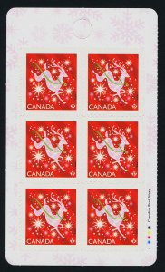 Canada 3201a Left Booklet Pane MNH Christmas, Reindeer