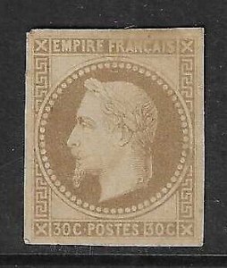 FRANCE 1867 Napoleon 30c brown mint large part - 41790