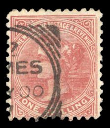 New Zealand #67 Cat$14, 1897 1sh red brown, used