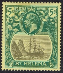 ST HELENA 1922 KGV SHIP 5/- WMK MULTI CROWN CA