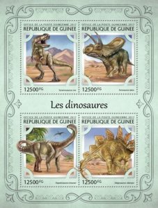 Guinea - 2017 Dinosaurs on Stamps - 4 Stamp Sheet - GU17112a