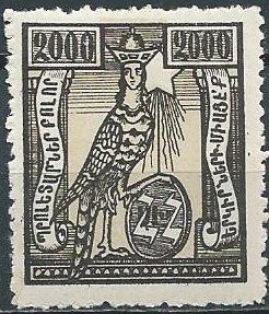 Armenia 305 (mlh) 2,000r harpy, black & gray (1922)