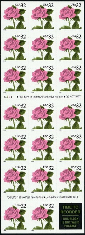 2492a, Scarce Die Cutting Shifted Complete Pane of 20 32¢ Stamps - Stuart Katz