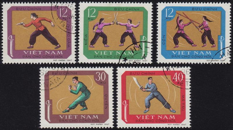 Vietnam (North) - 1968 - Scott #515-19 - used - Martial Arts