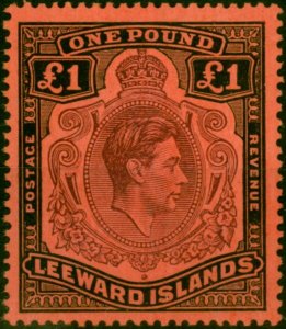 Leeward Islands 1945 £1 Brown-Purple & Black-Salmon SG114b V.F MNH (2)